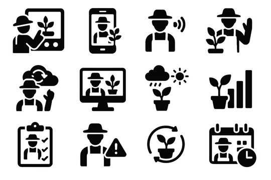 Gardener command auto interface vector touch mobile remote icon ai cloud forecast