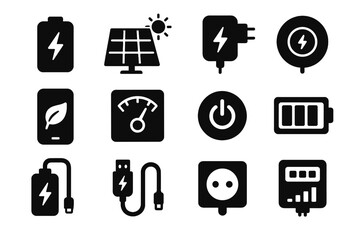 Source charging power saver icon pad energy vector icons battery panel socket