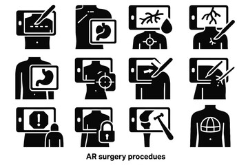 Icon virtual overlay ar surgery stop suture vector sterile tissue nerve localization