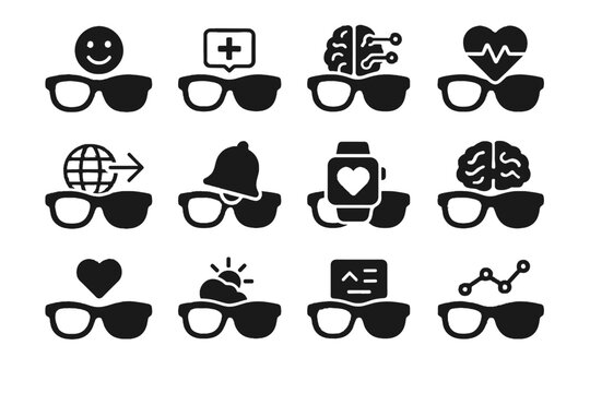 Vector icons biofeedback icon smart futuristic reality prediction notifications augmented emotion overlay