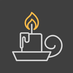 Obraz premium Burning candle in a bowl vector icon