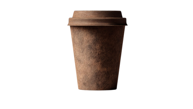 PNG of A rustic brown disposable coffee cup, perfect for that cozy beverage on the go.