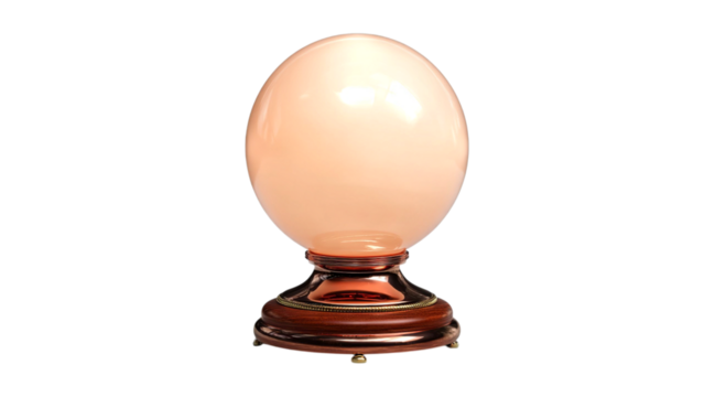 PNG of A mystical glass crystal ball on a wooden base, perfect for fortune telling and adding a whimsical ambiance.