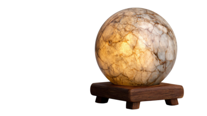 PNG of Elegant marble lamp illuminating a room with warm hues and intricate veining.