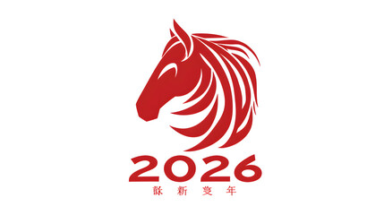 Red horse design symbolizes the upcoming 2026 New Year celebrations in the lunar calendar