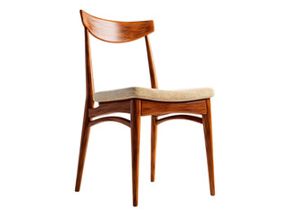 Fototapeta premium PNG of Stylish wooden chair with a cozy fabric seat, combining elegance and comfort in a contemporary design.