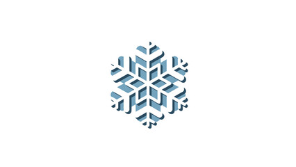 Intricate geometric snowflake design with cool blue and white tones on a clean white background
