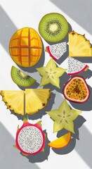 Stylized Sliced Tropical Fruits