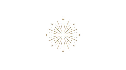 Elegant abstract sunburst or starburst design with radiating lines and subtle sparkle accents on a clean white background