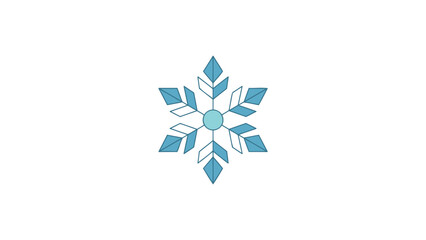 Abstract geometric snowflake design with icy blue and teal diamond shapes on a clean white background