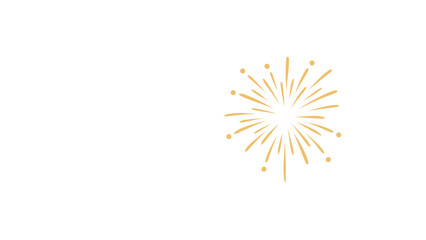 Golden abstract burst of light or fireworks radiating outwards on a clean white background