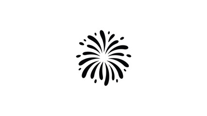 Simple black ink stylized firework explosion graphic design element isolated on white background