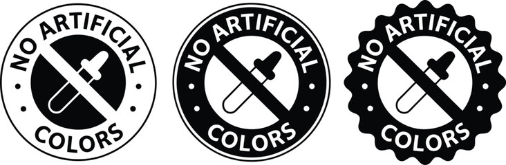 No artificial colors label, food ingredient free icon set