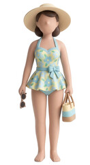 3D Figur - Frau in modischer Badekleidung der 1950er jahre

