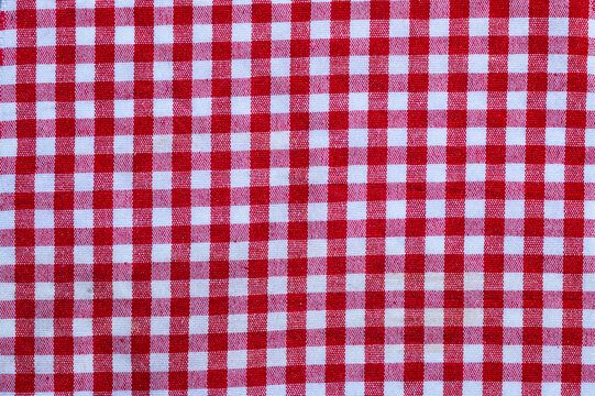 Red White Gingham Check Cotton Fabric