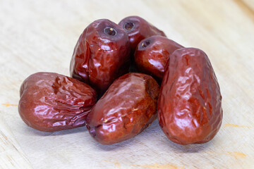 Dried jujubes, healthy food. close-up. isolated from the background. macro