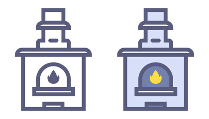 Black icon of a Russian stove. Flat illustration.