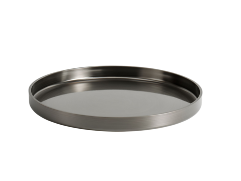 PNG of Sleek silver tray with a modern design, perfect for serving or display.