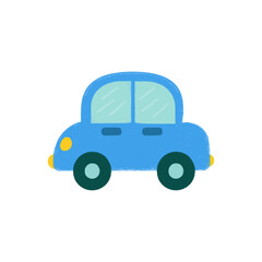 Blue Cartoon Car - Simple Vehicle Illustration for Kids and Design