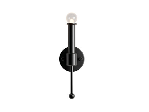 PNG of Stylish black wall sconce with a glass bulb, perfect for modern interior decor. - Powered by Adobe