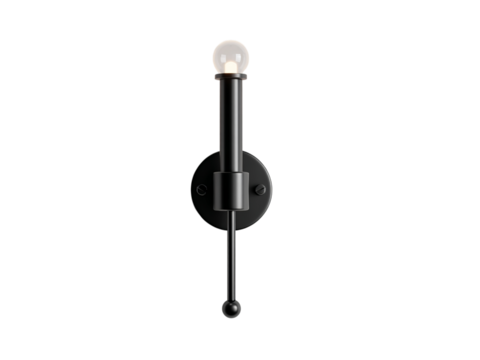 PNG of Stylish black wall sconce with a glass bulb, perfect for modern interior decor.