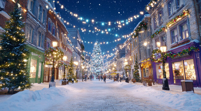 New Year's Eve Old Arbat in Moscow. Christmas pedestrian street.