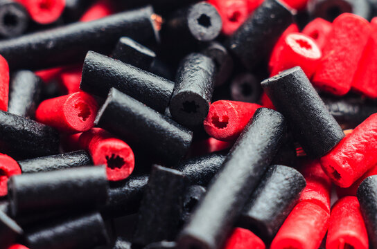 Close-up of red and black licorice candy, a popular sweet treat