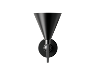 PNG of Elegant black wall sconce featuring a modern cone shape, perfect for adding a touch of sophistication to any space.