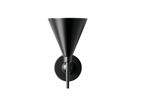 PNG of Elegant black wall sconce featuring a modern cone shape, perfect for adding a touch of sophistication to any space.