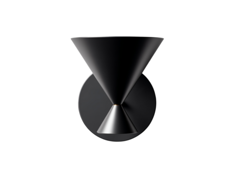 PNG of Elegant black modern wall sconce featuring a conical design, perfect for contemporary interior decor.