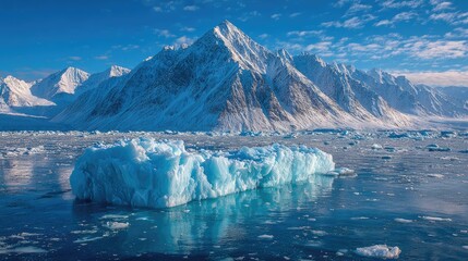 Majestic Arctic Mountains and Floating Iceberg in Pristine Polar Waters
