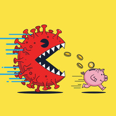 Cartoon depiction of the economic impact of the COVID-19 pandemic.