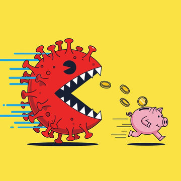 Cartoon depiction of the economic impact of the COVID-19 pandemic.
