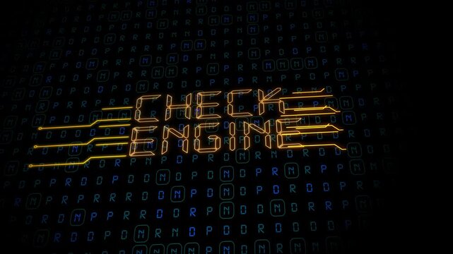 Glowing check engine warning light signaling potential automotive diagnostic issue, highlighting vehicle maintenance need