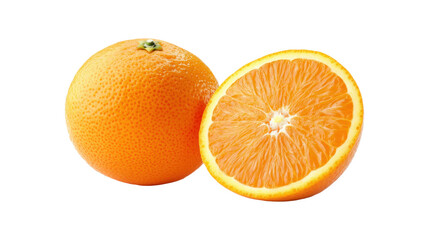 Whole and Halved Orange Fruit isolated on a transparent background