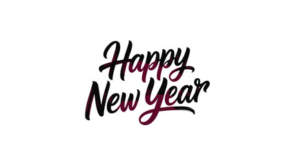 Elegant handwritten script typography celebrating happy new year with a festive and joyful message on a clean white background