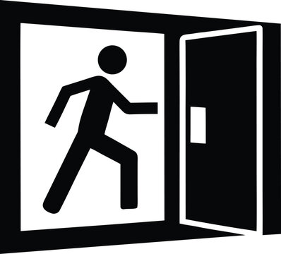 Emergency exit only silhouette vector art illustration