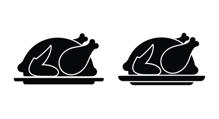 Two roasted chicken silhouettes presented on rectangular serving platters