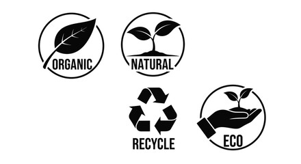 Illustrations depicting organic natural recycle and eco friendly concepts