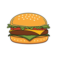 Classic Beef Cheeseburger  Vector  Illustration.eps