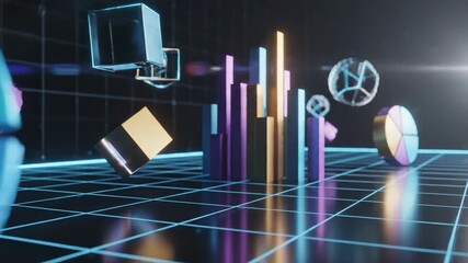 Dynamic business growth revealed with vibrant 3D pie chart and modern data visualization, perfect for financial reports and presentations - Powered by Adobe