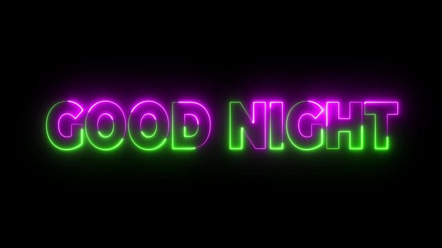Neon &ldquo;Good Night&rdquo; Sign with Warm String Lights.