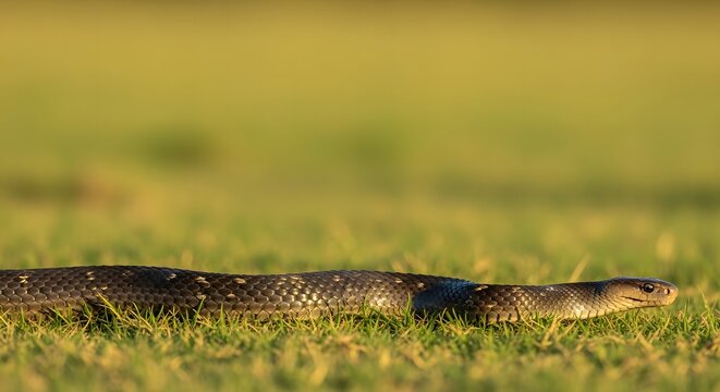 Black Mamba snake slithering on the ground in its natural habitat
