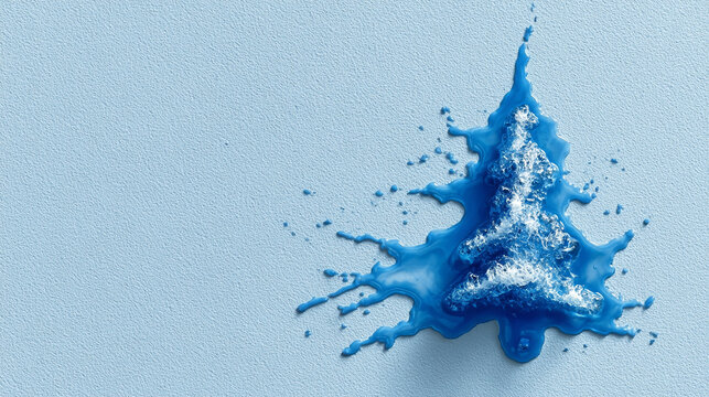 Christmas tree made with ice water.,Blu background,postcard greeting,generative ai