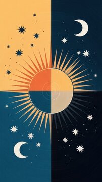 Celestial Harmony: A Symbolic Dance of Sun and Moon