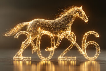 Celebration of the year 2026 featuring a glowing horse