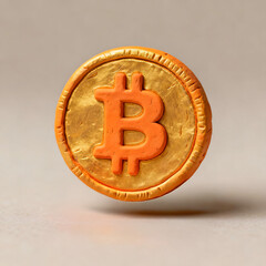 Bitcoin floating in the air in claymation style