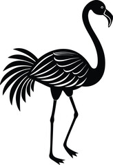 Flamingo silhouette vector standing on one leg with elegant curve