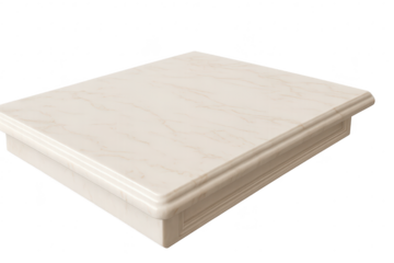 Elegant beige marble countertop surface isolated on transparent background