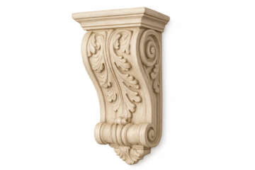 Elegant ornate decorative architectural corbel isolated on transparent background